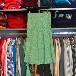 Rachel Zoe green/white print elastic waistband skirt size 2